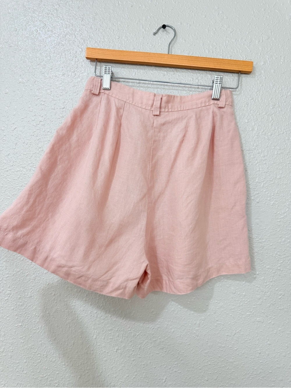 POSSE 100% Linen Pink Pleated High Rise Shorts S Resort Coastal Luxury - Picture 4 of 9